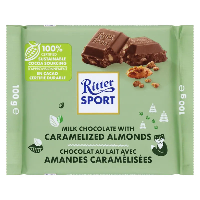 Ritter Sport Milk Chocolate with Caramelized Almonds 100g - 13ct