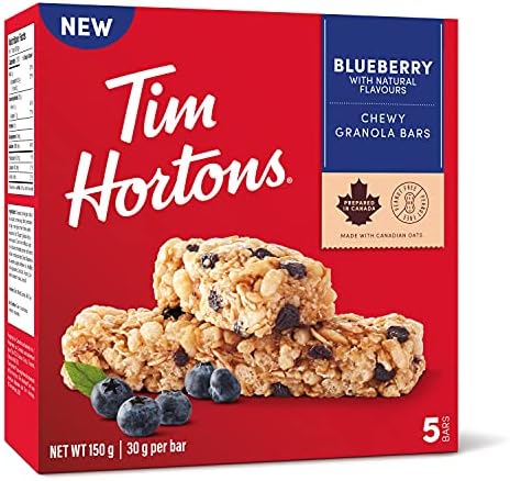 Tim Hortons Blueberry Bars (5 Bars) 150g - Case of 12