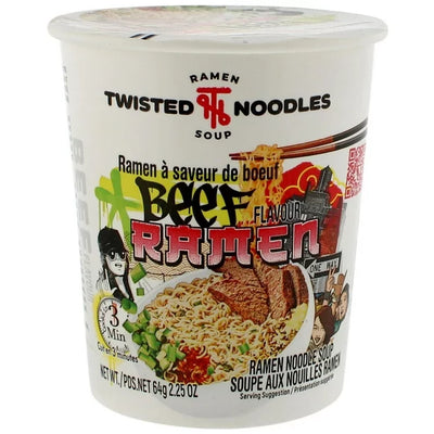 Twisted Noodles Beef Ramen Soup Cup 64g (12 pack)
