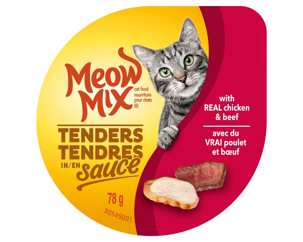 Meow Mix Tenders with Real Chicken & Beef Cat Food 78g - Case of 12