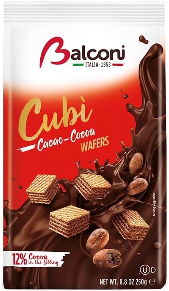 Balconi Cubi Cocoa Wafers 250g - Case of 10
