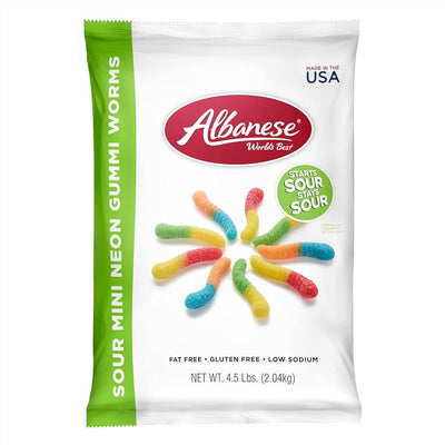 Albanese Sour Mini Neon Gummi Worms 4.5lb