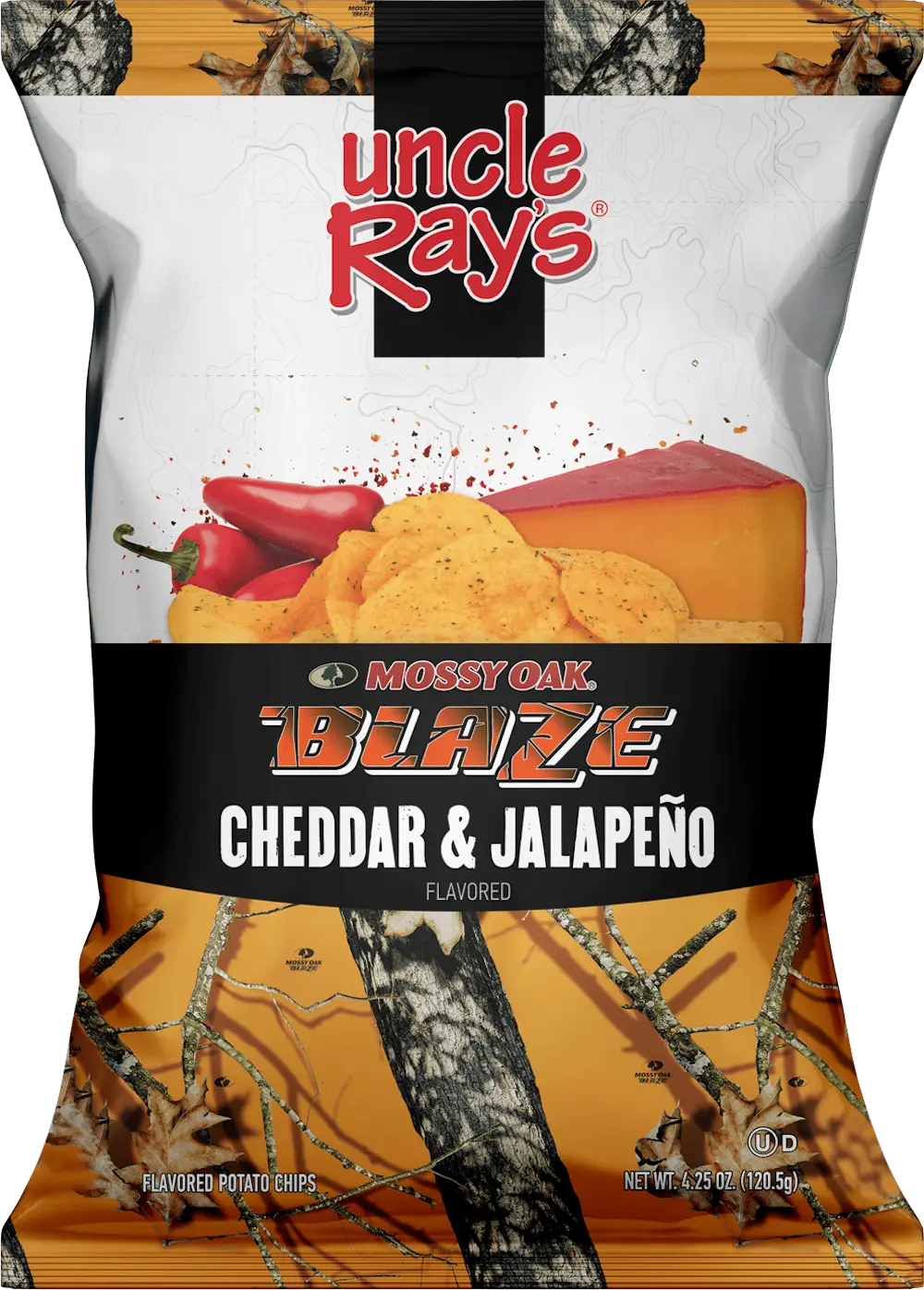 Uncle Ray's Mossy Oak Blaze Cheddar & Jalapeño Chips (Case of 12)
