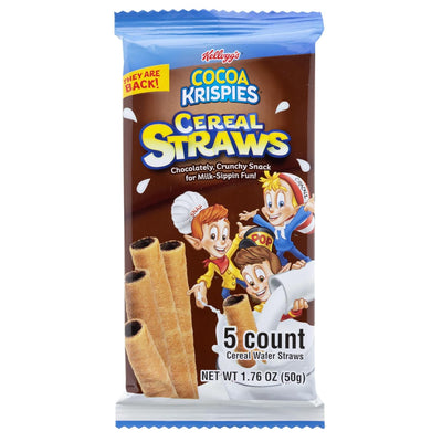 Kellogg's Cocoa Krispies Cereal Straws 5 Count 50g (Case of 13)
