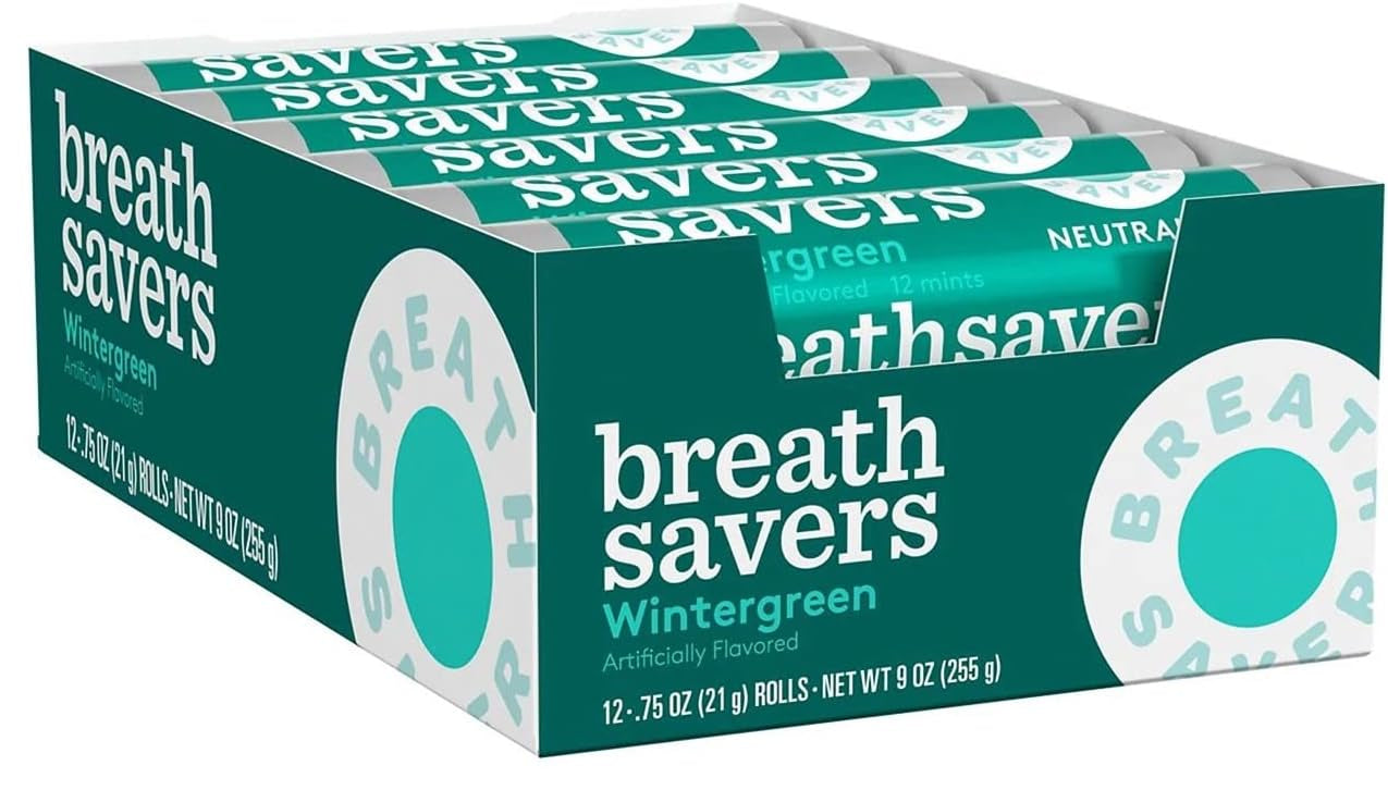 Breath Savers Wintergreen Rolls 21g - 12ct
