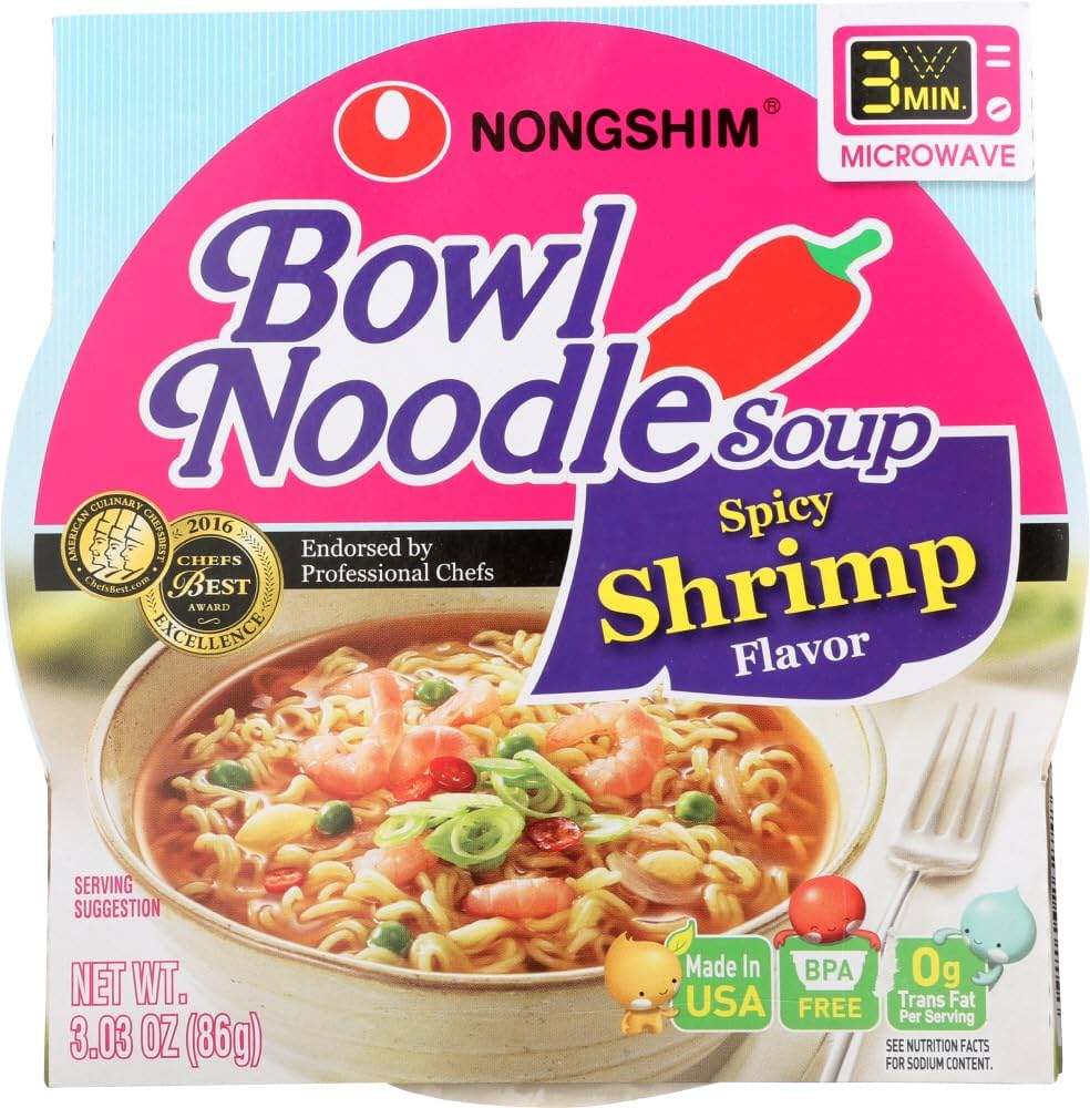 Nongshim Spicy Shrimp Bowl Noodle Soup 86g (12 units) - Korea