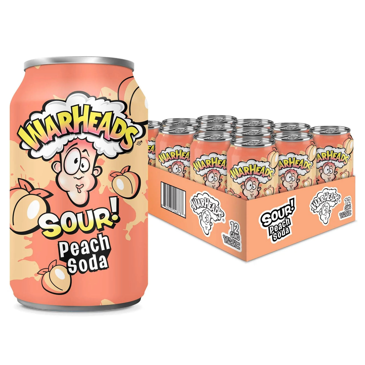 Warheads Sour Peach Soda 355ml - Case of 12