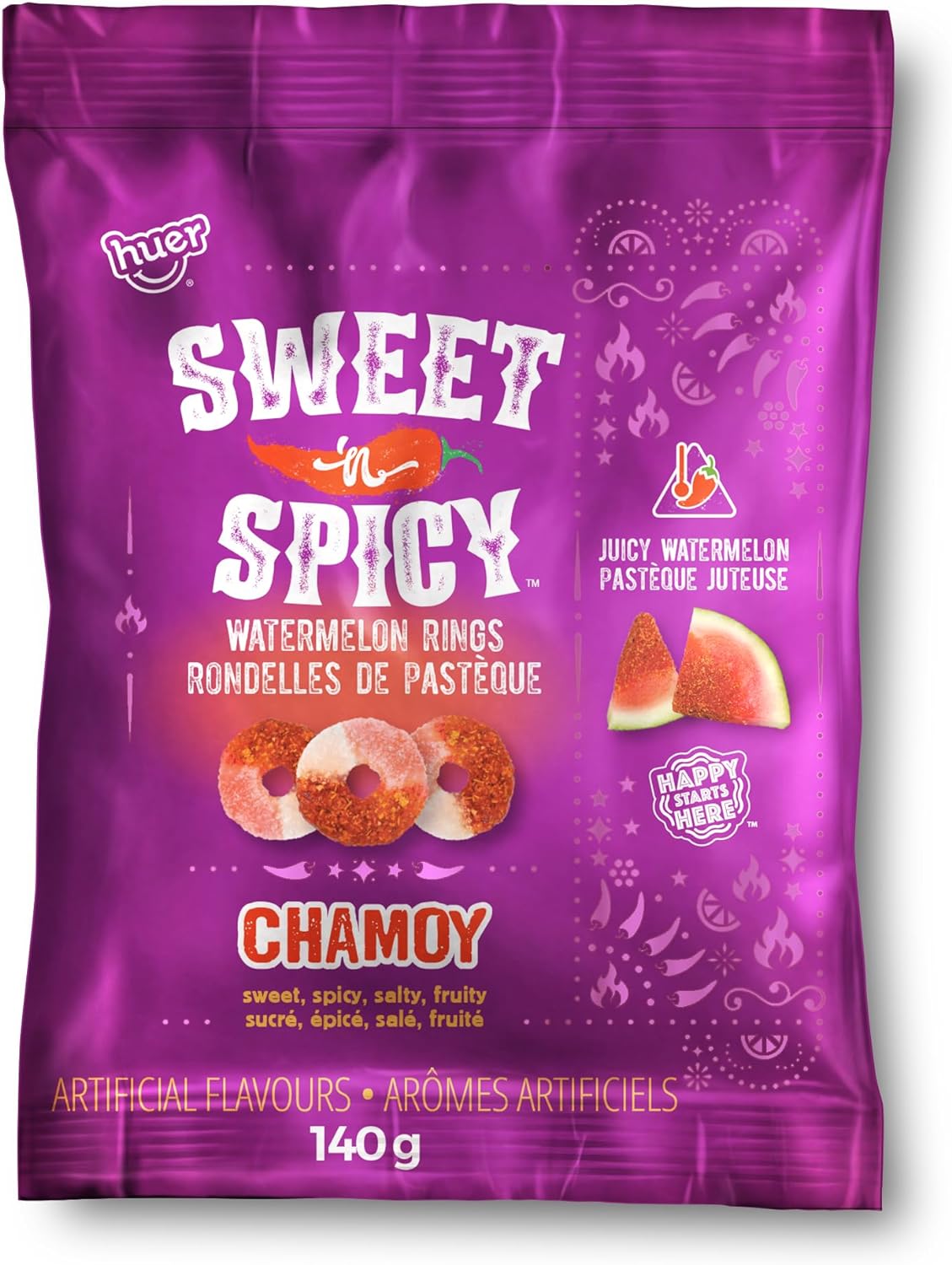 Huer Sweet & Spicy Watermelon Rings Chamoy 140g (Case of 12)