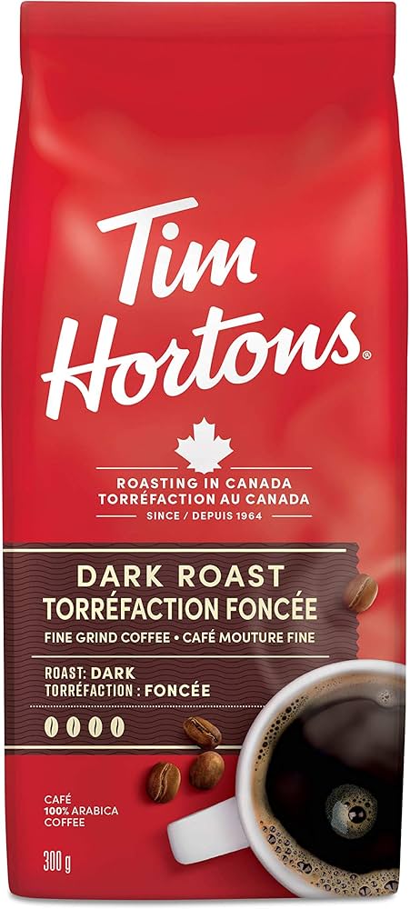 Tim Hortons Dark Roast Ground Coffee 300g - Case of 12