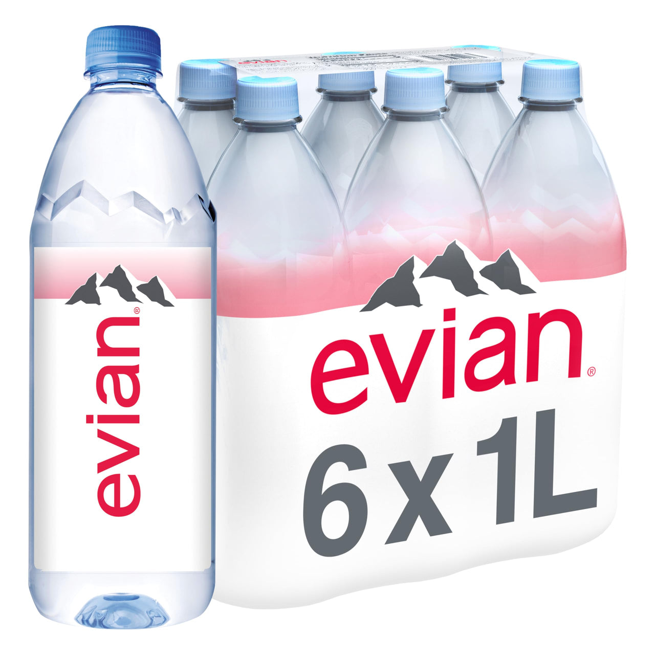 Evian Natural Mineral Water 1L - 6 Pack