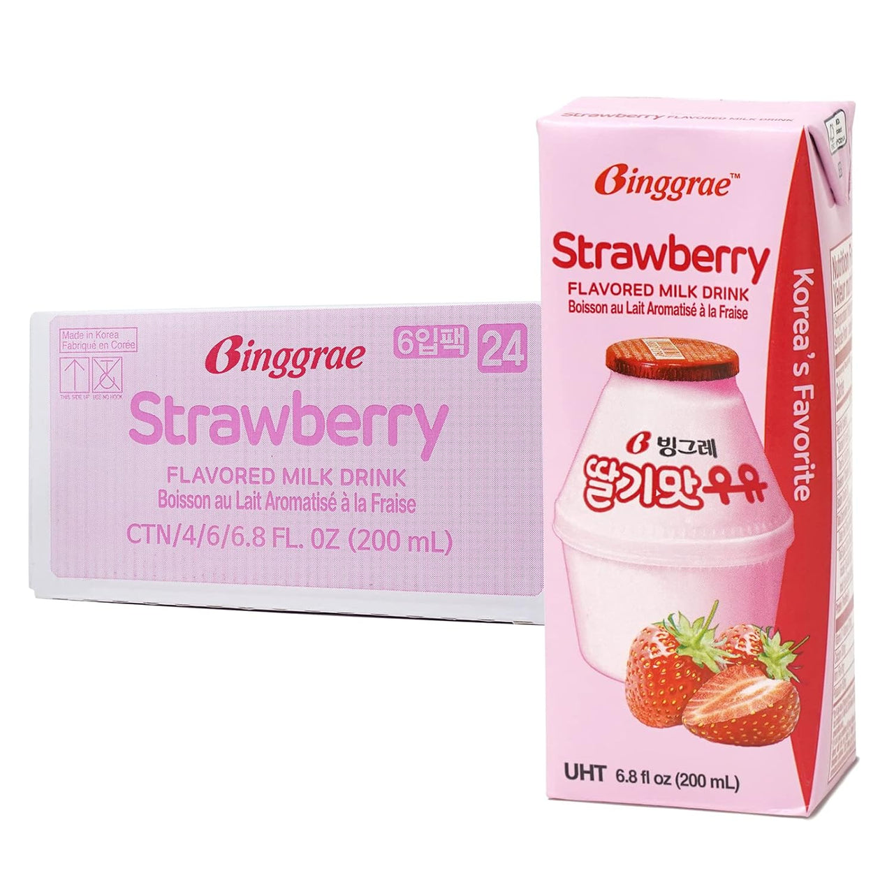 Binggrae Strawberry Flavored Milk 200ml - Case of 24