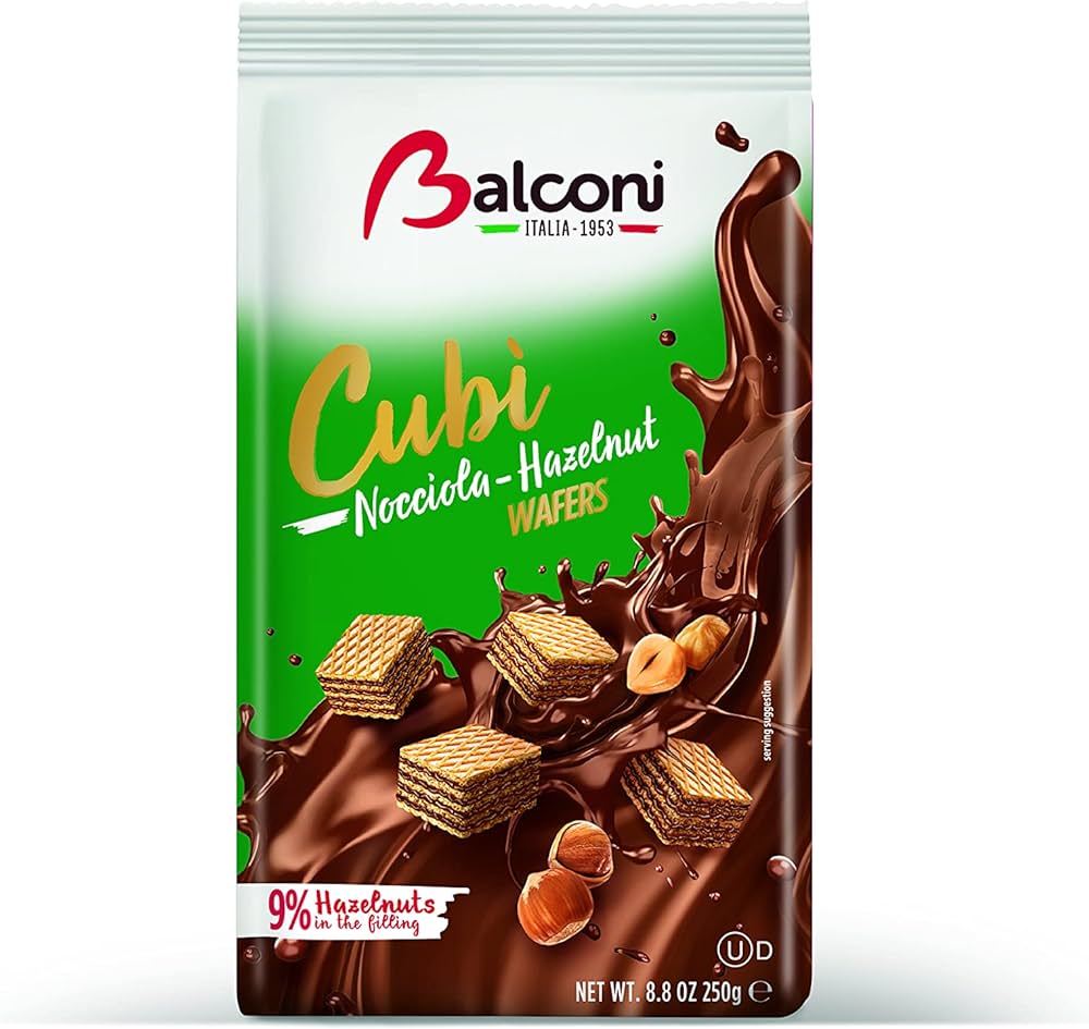 Balconi Cubi Hazelnut Wafers 250g - Case of 10