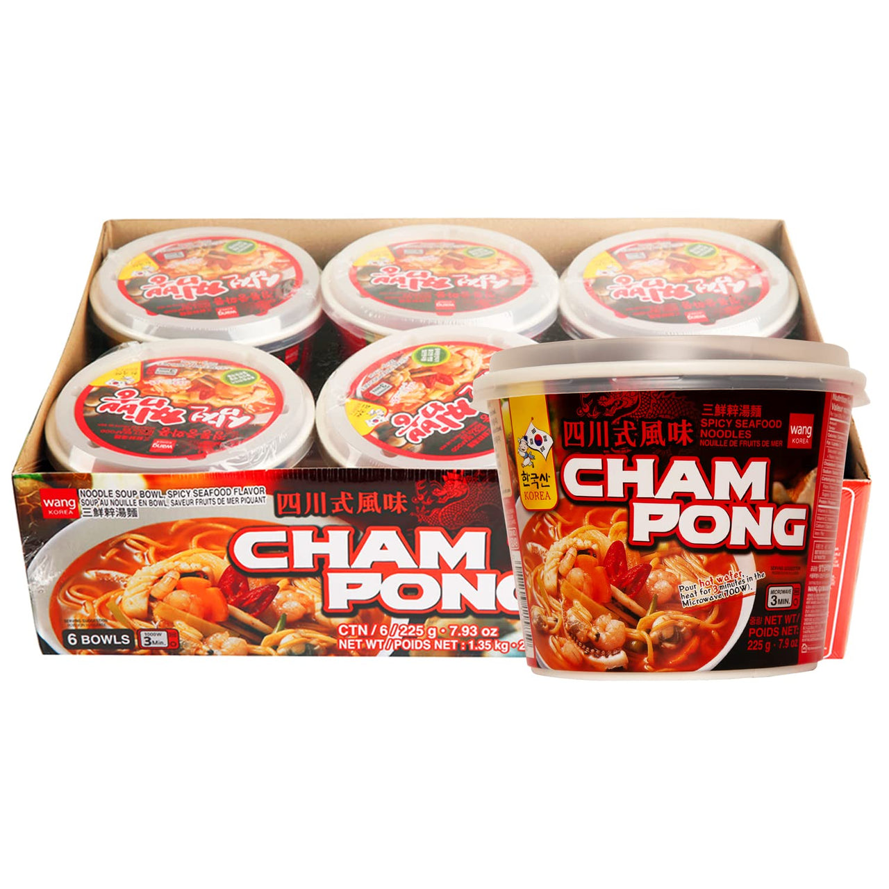 Wang Cham Pong Spicy Seafood Noodle Soup 225g - 6 pack