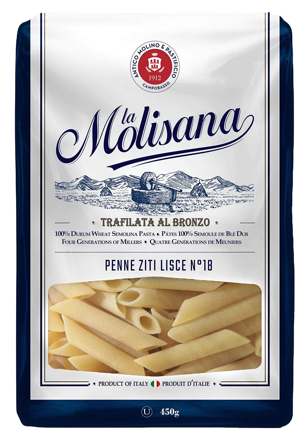 La Molisana Penne Ziti Lisce 450g - Case of 12