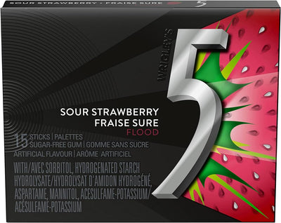 Wrigley's 5 Sour Strawberry 15 Sticks - 10ct