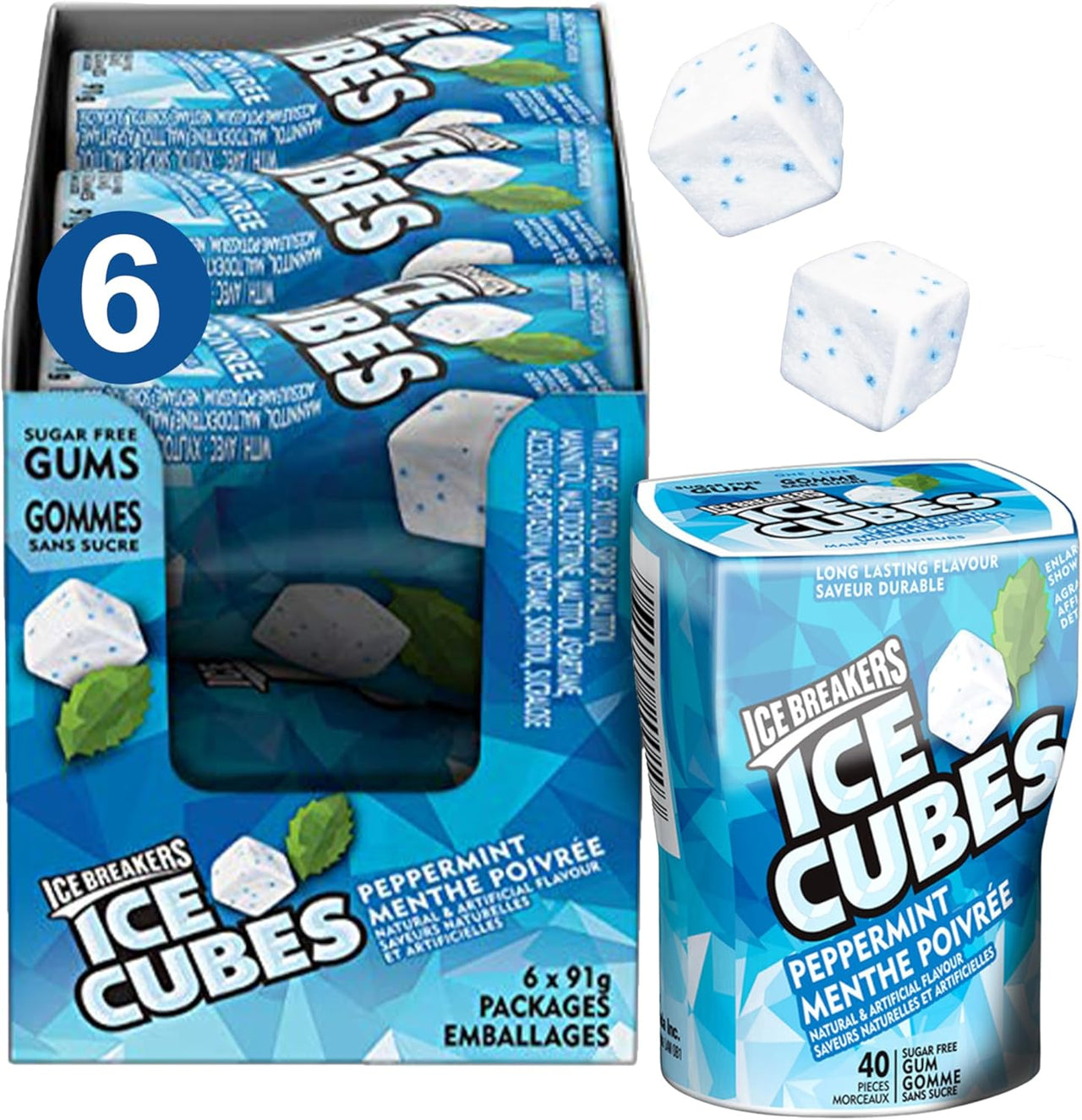 Ice Breakers Ice Cubes Peppermint 40pcs - 6ct