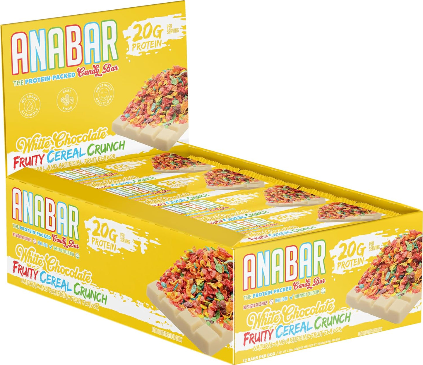 Anabar Protein Bar White Chocolate Fruity Cereal Crunch 65g - Box of 12