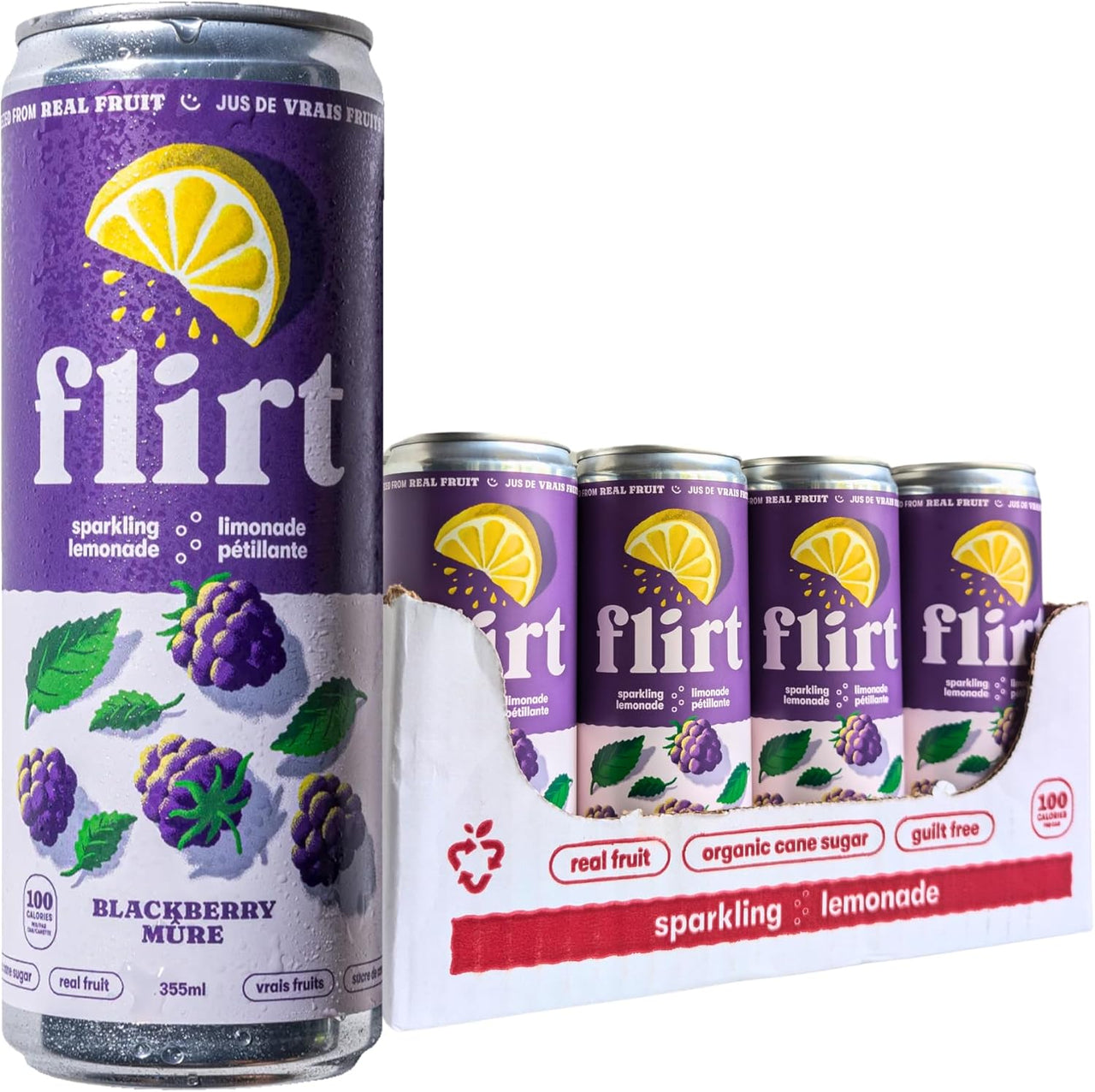 Flirt Sparkling Lemonade Blackberry 355ml - Case of 12