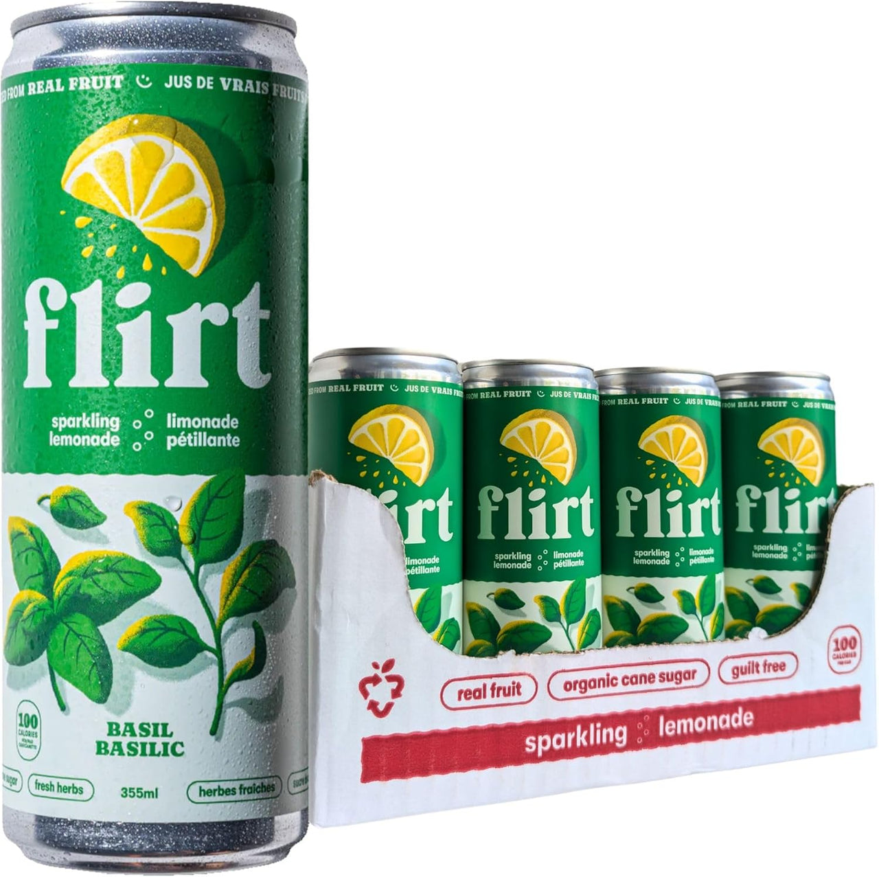 Flirt Sparkling Lemonade Basil 355ml - Case of 12
