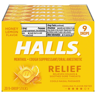 Halls Relief Honey Lemon Flavor - 20ct