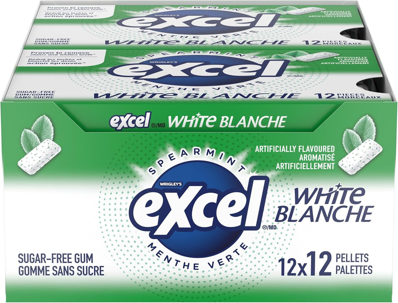 Excel Spearmint White Gum 12pcs - 12ct