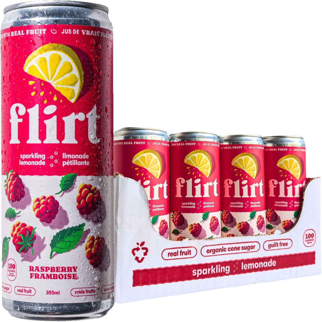 Flirt Sparkling Lemonade Raspberry 355ml - Case of 12