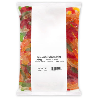 Albanese Large Assorted Gummi Worms 4 inch - 5lb