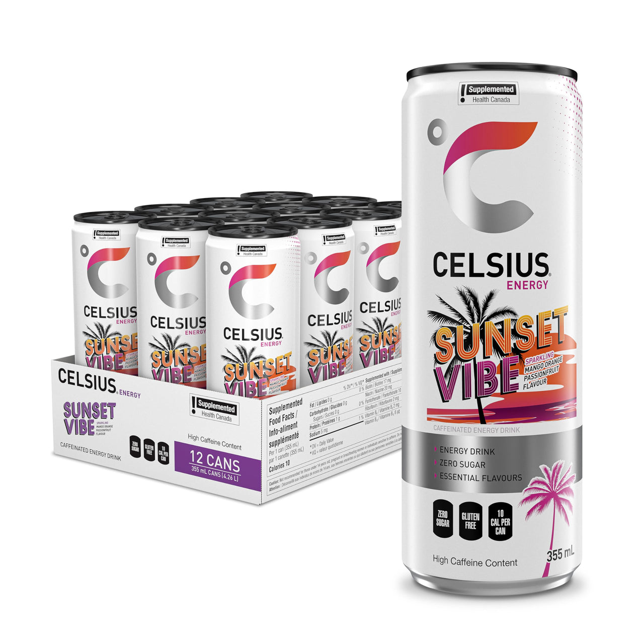 Celsius Sparkling Sunset Vibe Energy Drink 355ml - Case of 12
