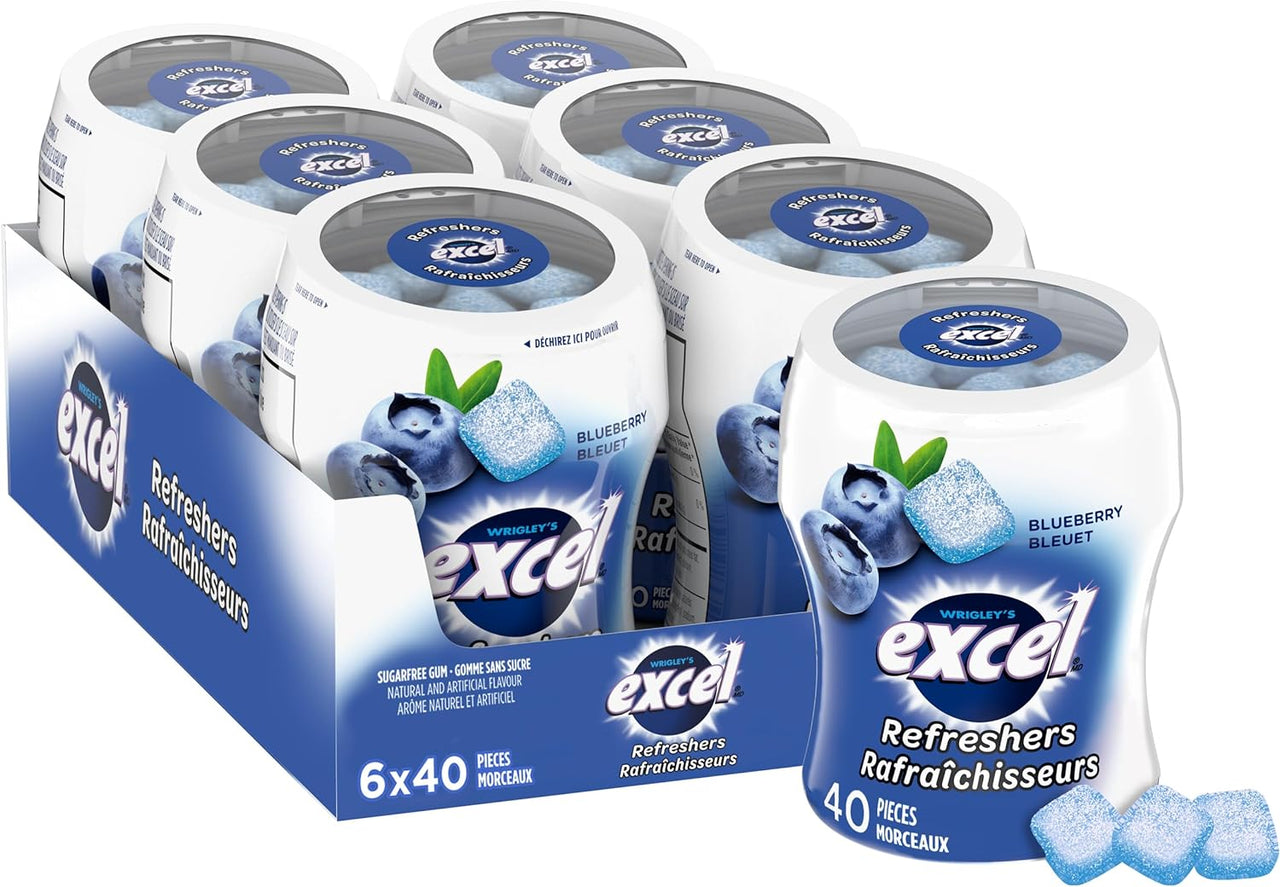 Excel Refreshers Blueberry Gum 40pcs - 6ct