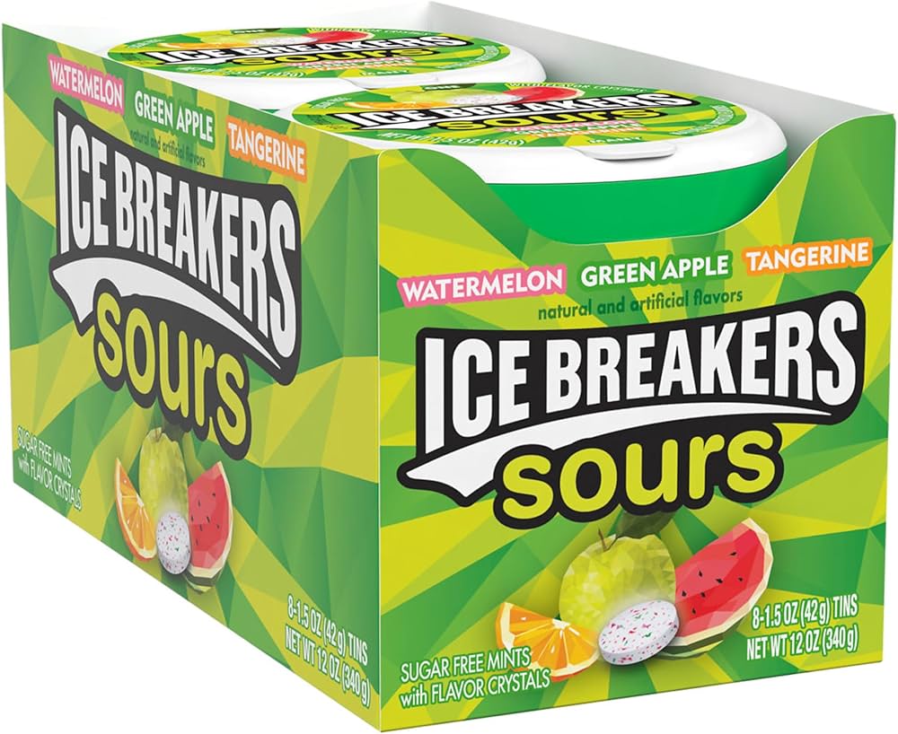 Ice Breakers Mints Sours Fruit Tins - Case of 8