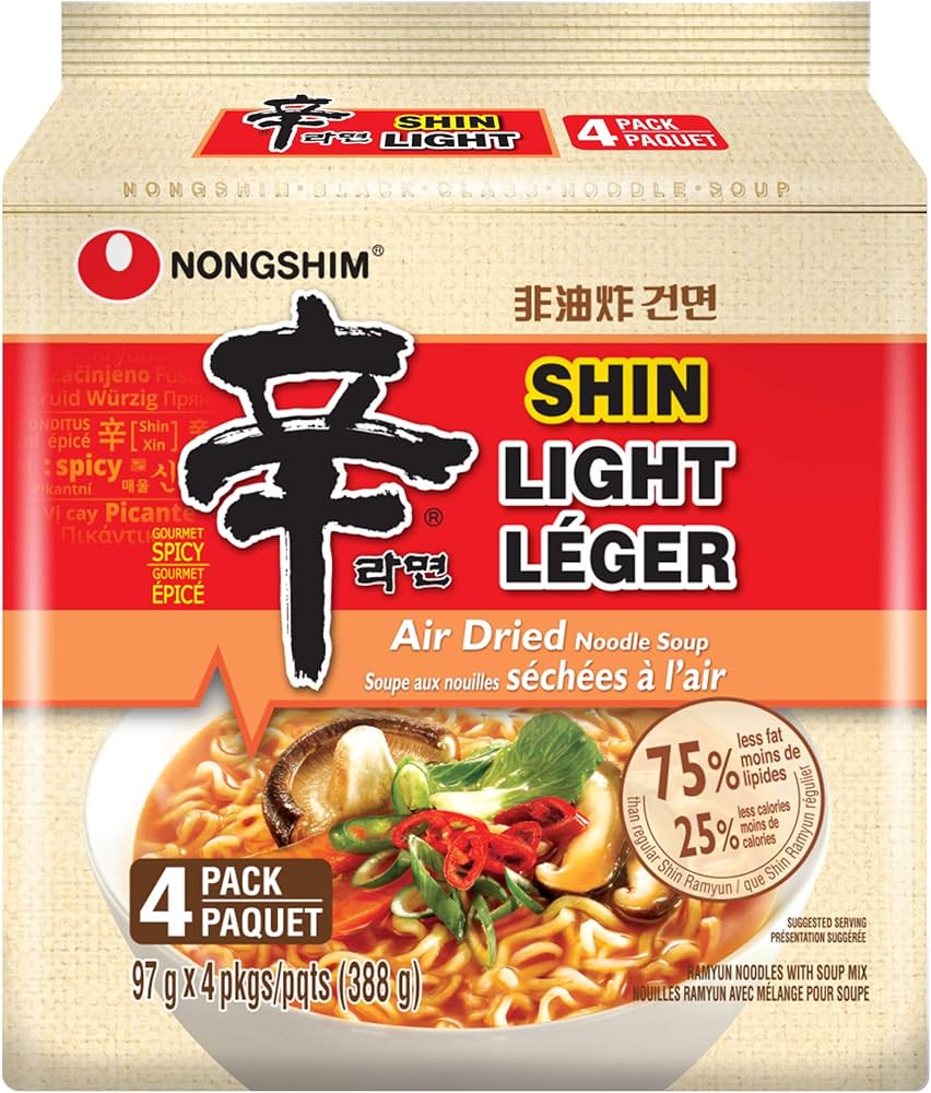 Nongshim Shin Light Air Dried Ramen Soup 4 Pack - Case of 4