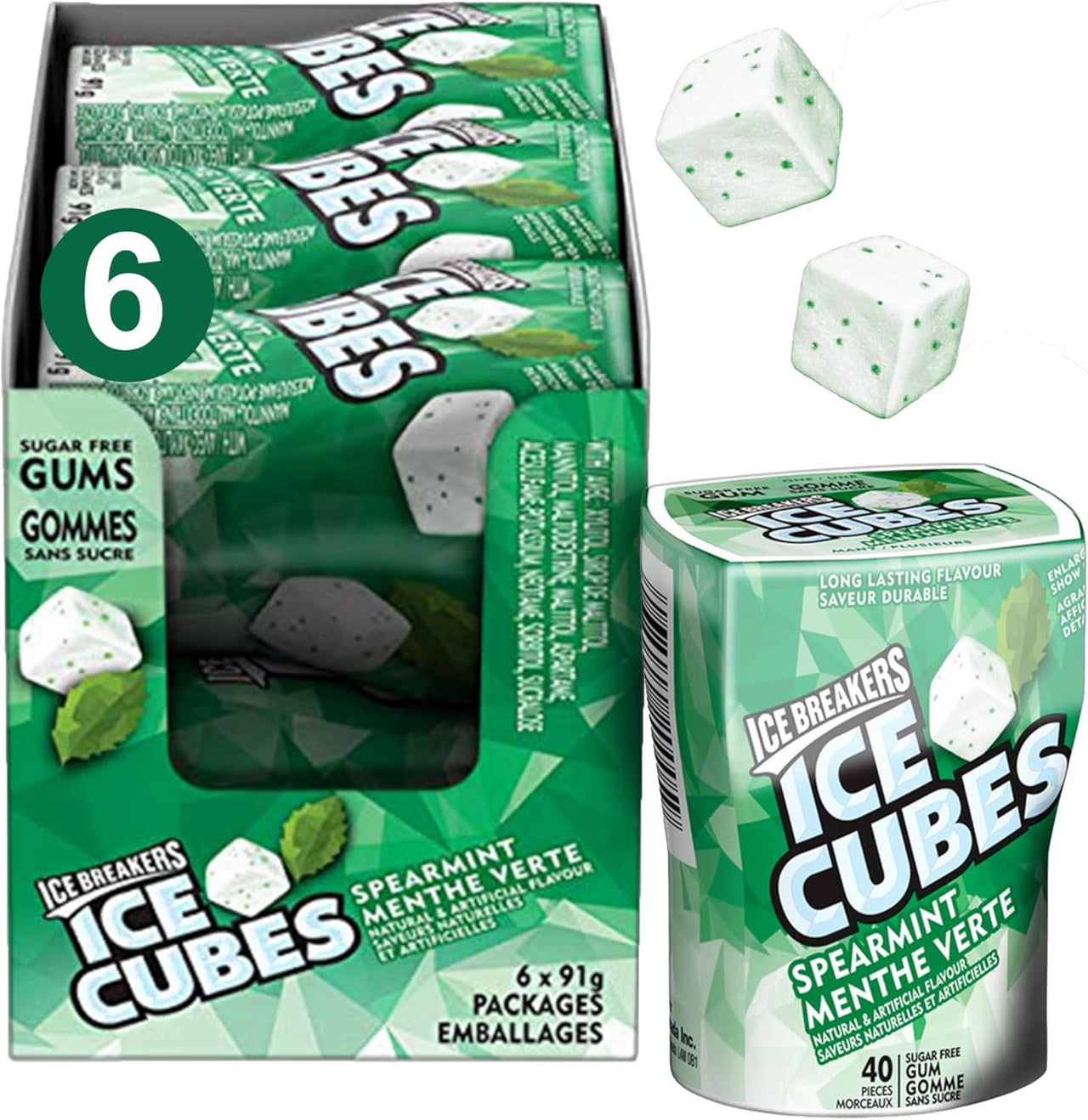 Ice Breakers Ice Cubes Spearmint 40pcs - 6ct