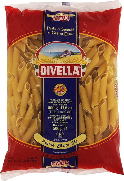 Divella Pasta Penne Zitoni 500g - Case of 24 (Italy)