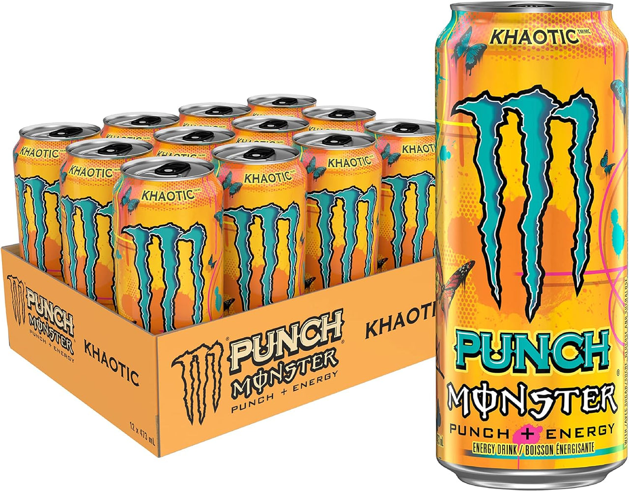 Punch Monster Punch + Energy Khaotic  473ml (12 pack)