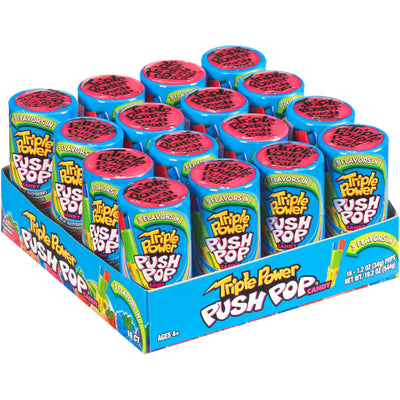 Bazooka Triple Power Push Pop 34g - 16ct