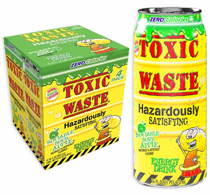 Toxic Waste Sour Apple Energy Drink 473ml - 6 Boxes x 4ct