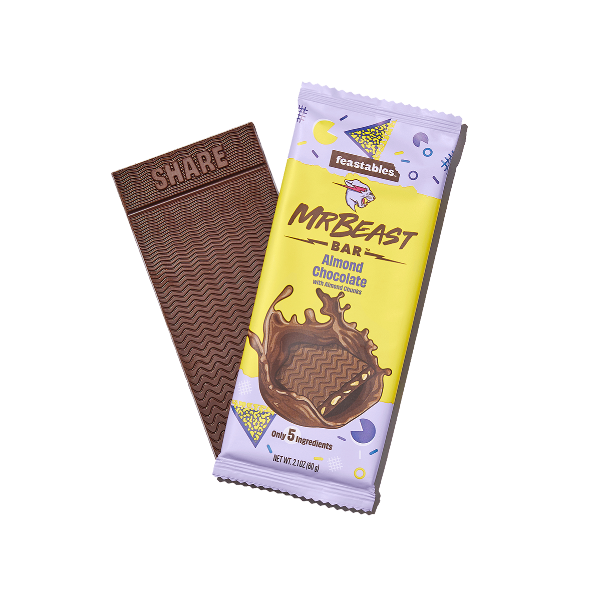 Mr. Beast Feastables Almond Chocolate Bar 60g - Box of 10