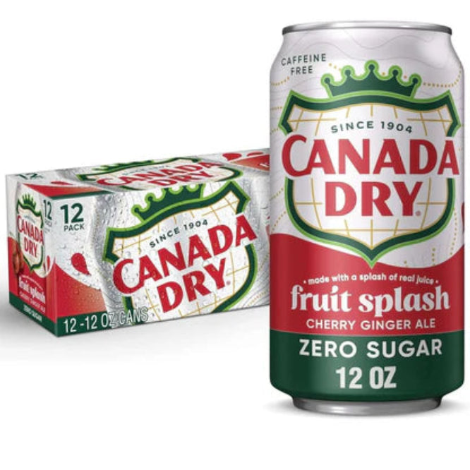 Canada Dry Fruit Splash Cherry Ginger Ale ZERO 355ml - Case of 12
