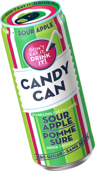 Candy Can Sparkling Sour Apple 330ml - (Case of 12)