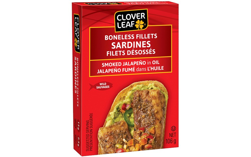 Clover Leaf Boneless Fillets Sardines Smoked Jalapeño in Oil 106g - Case of 18