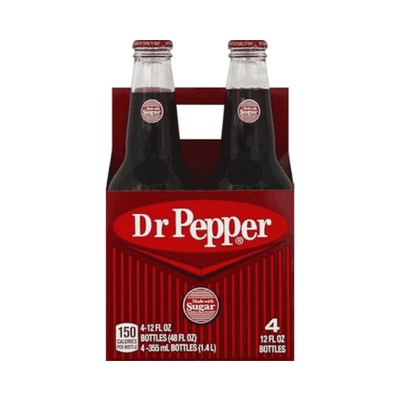 Dr Pepper Real Sugar Glass 355ml - 4ct