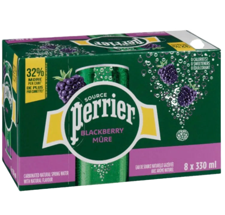 Perrier Carbonated Natural Spring Water Blackberry 330ml (8 pack)