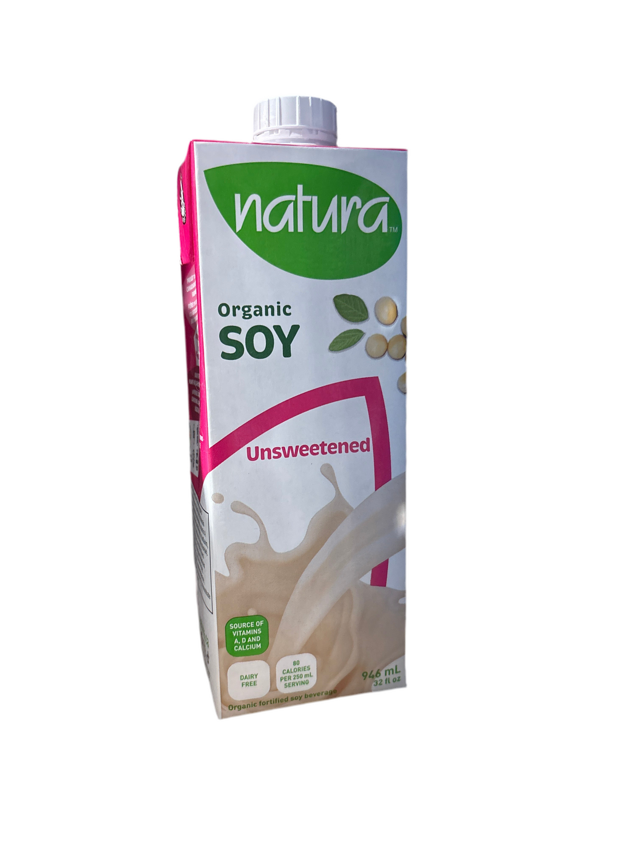 Natur-a Organic Fortified Soy Beverage Unsweetened 946ml - Case of 12