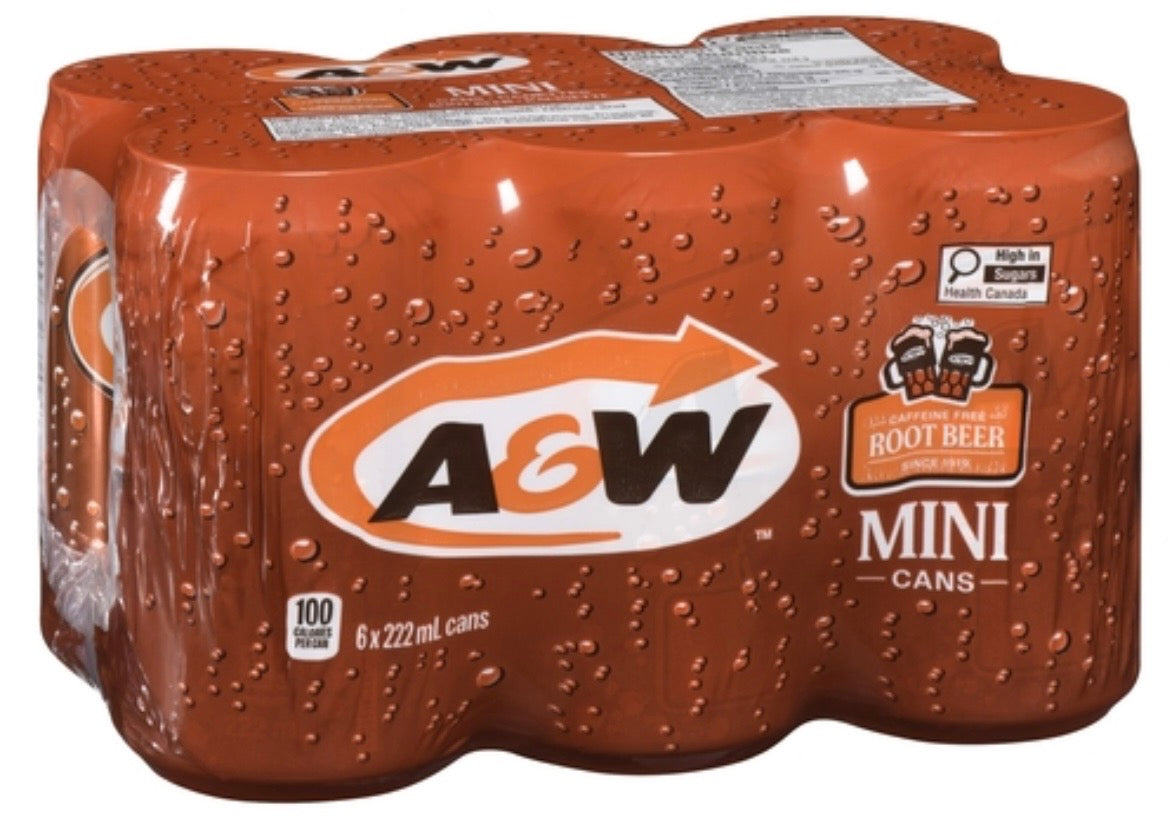 A&W Root Beer Mini 222ml - Case of 6