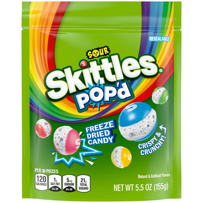 Skittles Sour Pop’d - Freeze Dried Candy 155g (Case of 8)