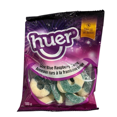 Huer Sour Blue Raspberry Rings 100g (Case of 12)