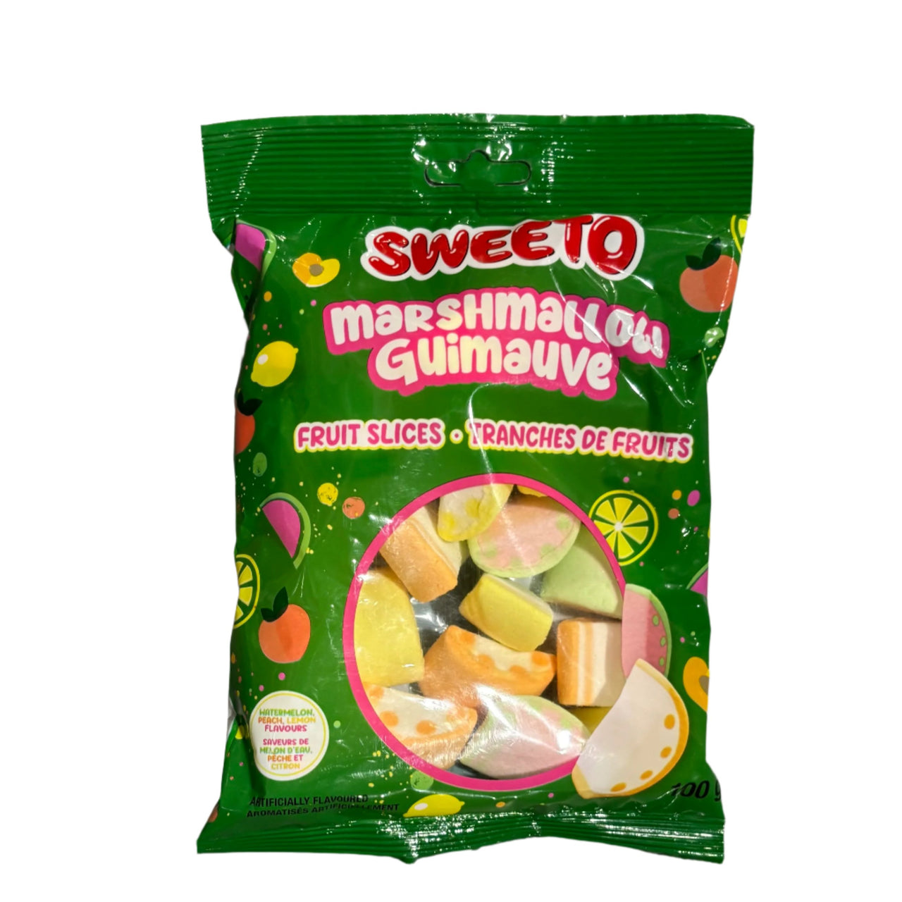 Sweeto Marshmallow Fruit Slices Peg Bag 100g - Case of 12
