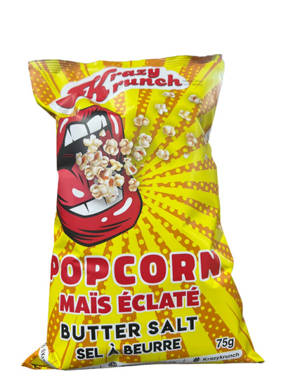 Krazy Krunch Butter Salt Popcorn 75g - Case of 15