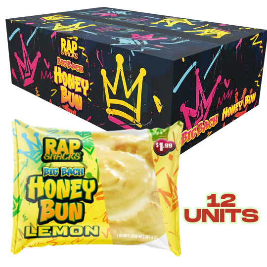 Rap Snacks Big Back Jumbo Honey Bun Lemon 1.36kg - 12 Pack