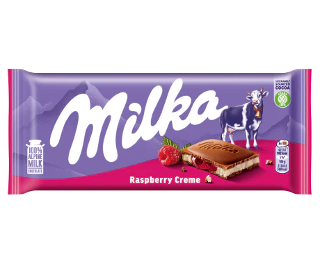 Milka Raspberry Creme Bar 100g - Case of 22 (EU)